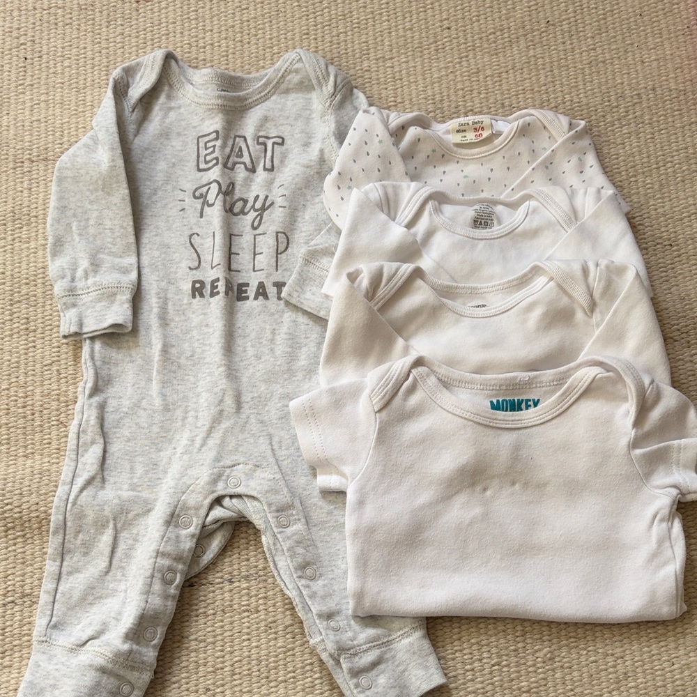 Gray and White Kids One Piece Set